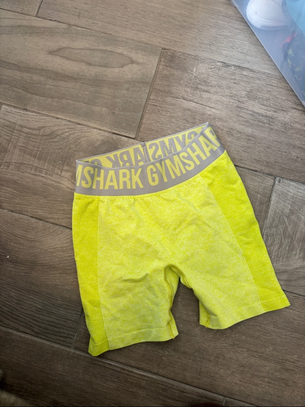 Gymshark Men’s Neon Yellow Training Shorts with Gray Logo Waistband